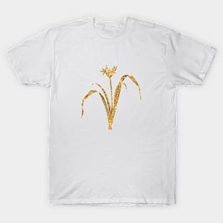 Vintage Gilded Small Flowered Pancratium Botanical Gold Leaf T-Shirt